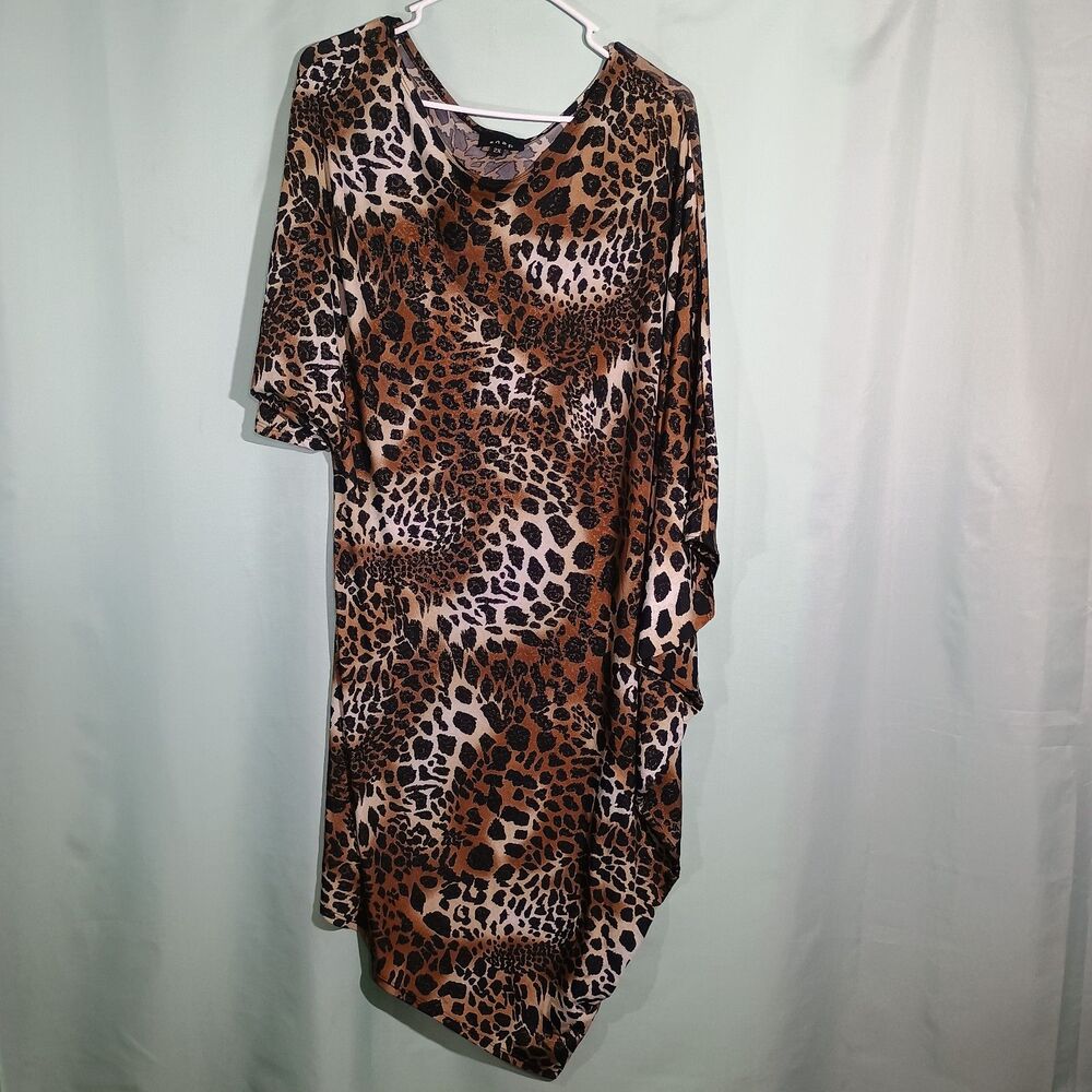 Leopard Print Dress Asymmetrical Hem Flowy Tunic Animal Print Dress